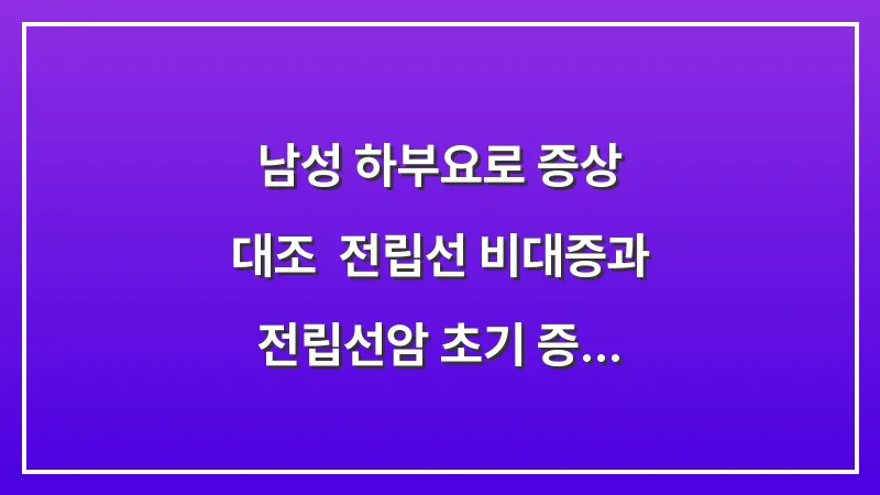 남성 하부요로 증상 대조: 전립선 비대증과 전립선암 초기 증상의 미세한 차이 대표 이미지