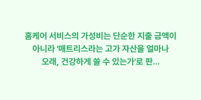 홈케어 서비스 가성비 분석: 홈케어 서비스의 가성비는 단... (2)