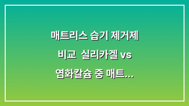 매트리스 습기 제거제 비교: 실리카겔 vs 염화칼슘 중 매트리스 수명에 유리한 선택 대표 이미지