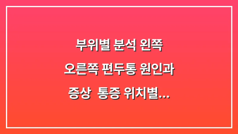 [부위별 분석] 왼쪽 오른쪽 편두통 원인과 증상: 통증 위치별 맞춤형 해결 가이드 대표 이미지