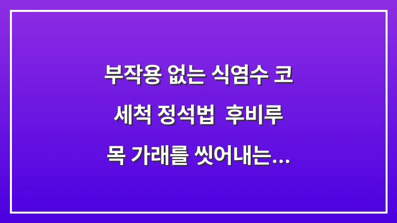 부작용 없는 식염수 코 세척 정석법: 후비루 목 가래를 씻어내는 전문가의 노하우 대표 이미지
