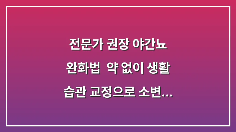 전문가 권장 야간뇨 완화법: 약 없이 생활 습관 교정으로 소변 횟수 줄이기 대표 이미지