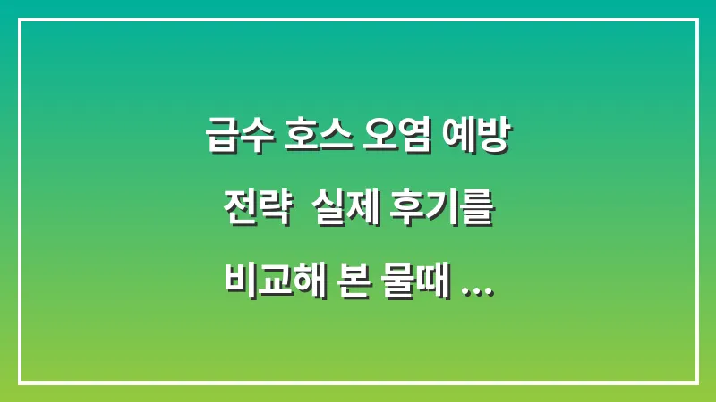 급수 호스 오염 예방 전략: 실제 후기를 비교해 본 물때 생성을 늦추는 최적의 세탁실 환경 설계 대표 이미지