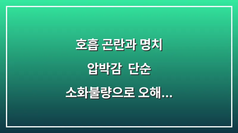 호흡 곤란과 명치 압박감: 단순 소화불량으로 오해하면 안 되는 이유 대표 이미지