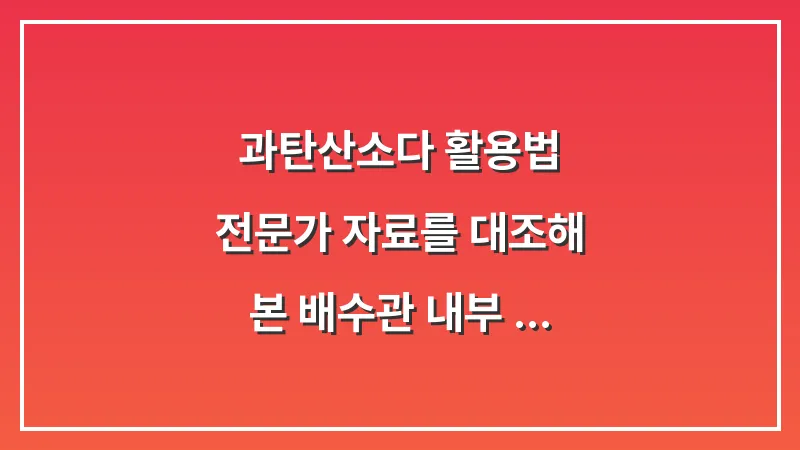 과탄산소다 활용법: 전문가 자료를 대조해 본 배수관 내부 찌든 때와 머리카락 동시 제거법 대표 이미지