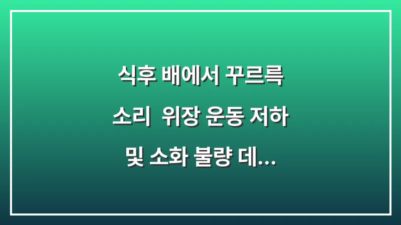 식후 배에서 꾸르륵 소리: 위장 운동 저하 및 소화 불량 데이터 비교 분석 대표 이미지