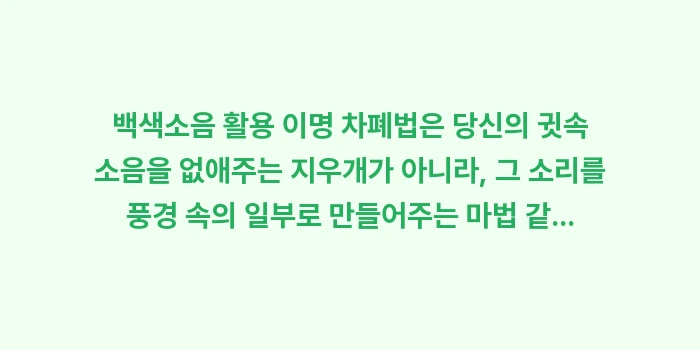 백색소음 활용 이명 차폐법: 백색소음 활용 이명 차폐법은... (2)