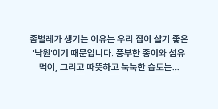 좀벌레가 생기는 이유: 좀벌레가 생기는 이유는 우리... (2)