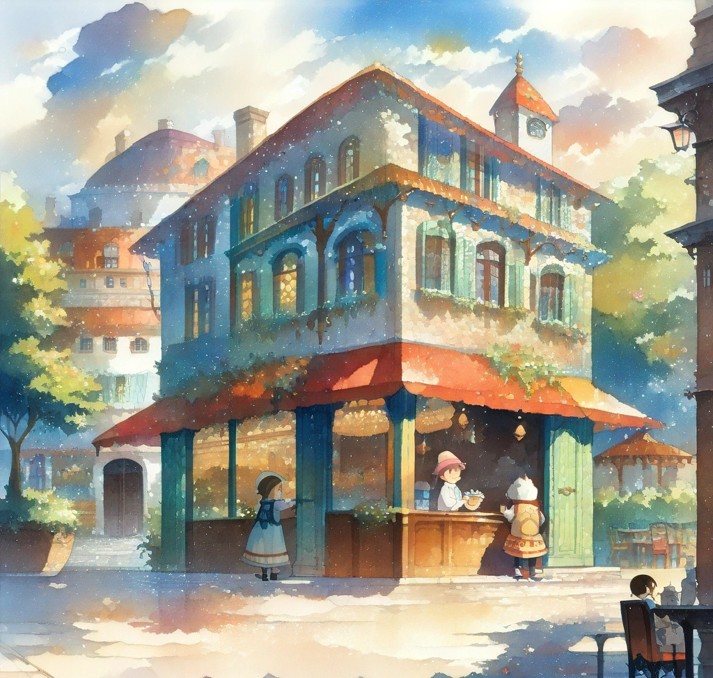 보보쇼즈(Bobo Choses) 티셔츠 사이즈 팁: 2-3Y vs 4-5Y 핏 차이 완벽 분석 - 보보쇼즈 2-3Y와 4-5Y 사이즈를 착용한 두 아이가 세련된 인테리어의 카페 야외 테라스에서 즐겁게 뛰어노는 모습이 담긴 고해상도 라이프스타일 컷