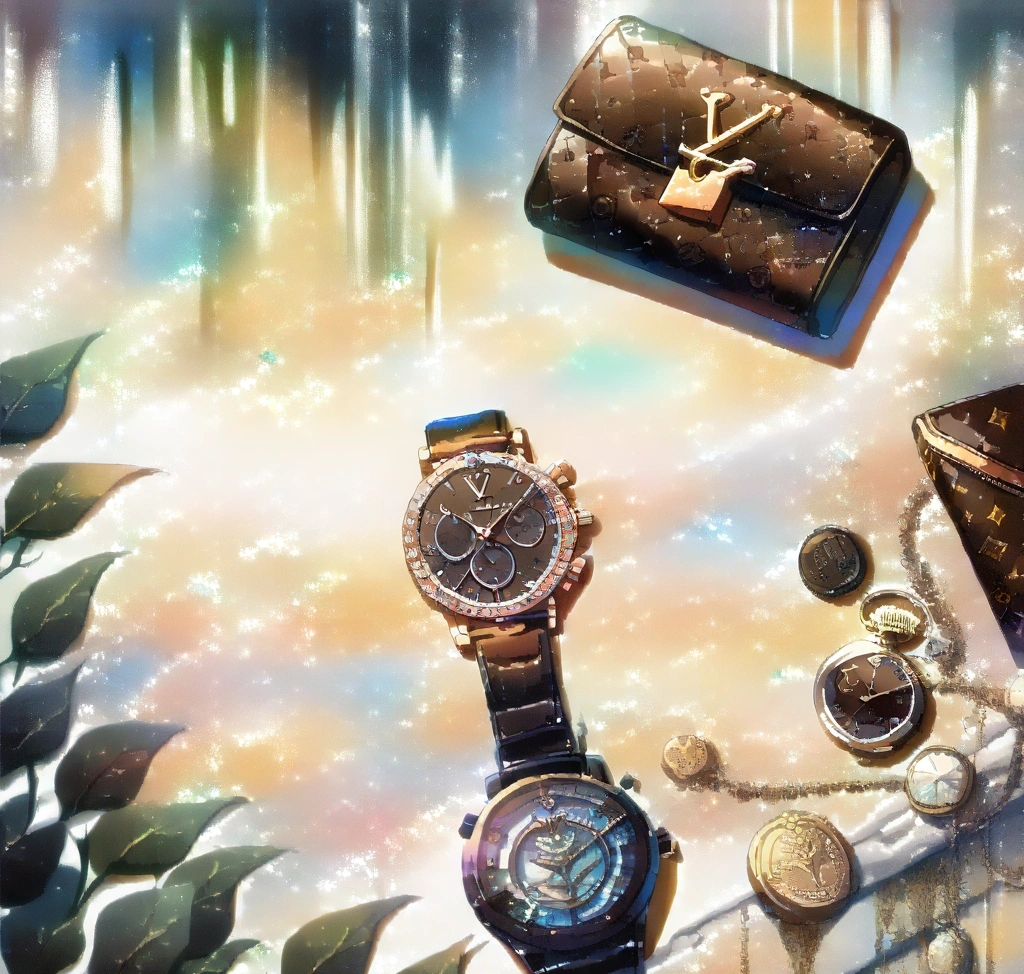 A luxury lifestyle flat lay featuring a Louis Vuitton belt placed next to a high-end watch and a leather wallet on a marble surface, symbolizing asset management 루이비통 이니셜 벨트 사이즈 표기: 85cm와 90cm 실제 구멍 위치 실측 - A luxury lifestyle flat lay featuring a Louis Vuitton belt placed next to a high-end watch and a leather wallet on a marble surface, symbolizing asset management