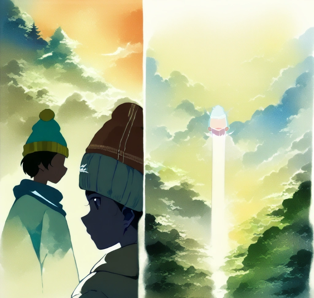 스투시 비니 사이즈 가이드: 원사이즈 제품의 실제 머리 둘레 실측 - 스투시 비니를 착용한 남녀 모델의 정면 및 측면 실루엣 비교 사진으로 눈썹 위 높이와 귀 노출 정도를 보여줌