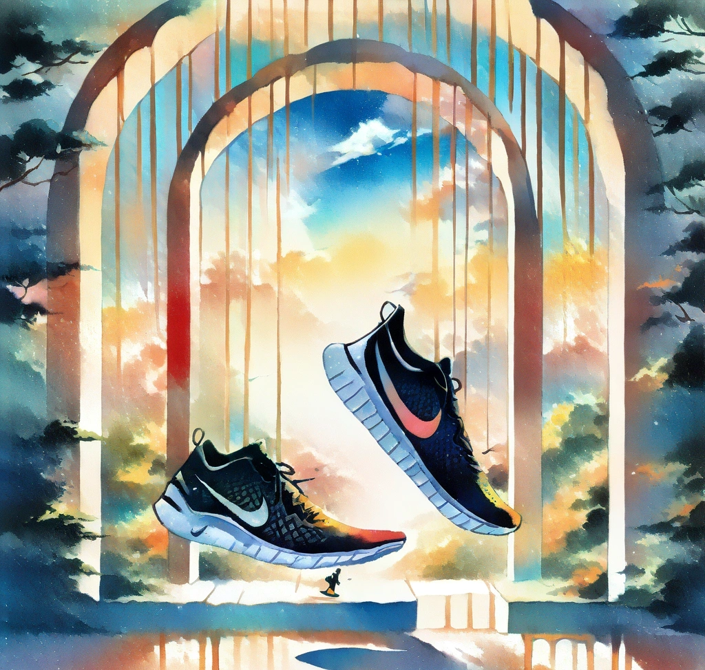 미국 공홈 직구 나이키 프리런 5.0 사이즈 표기: US 9 발등 실측 대조 - 나이키 프리런 5.0을 착용한 상태에서 발등의 가동 범위와 아치 지지력을 측면에서 정밀하게 포착한 웰니스 라이프스타일 이미지
