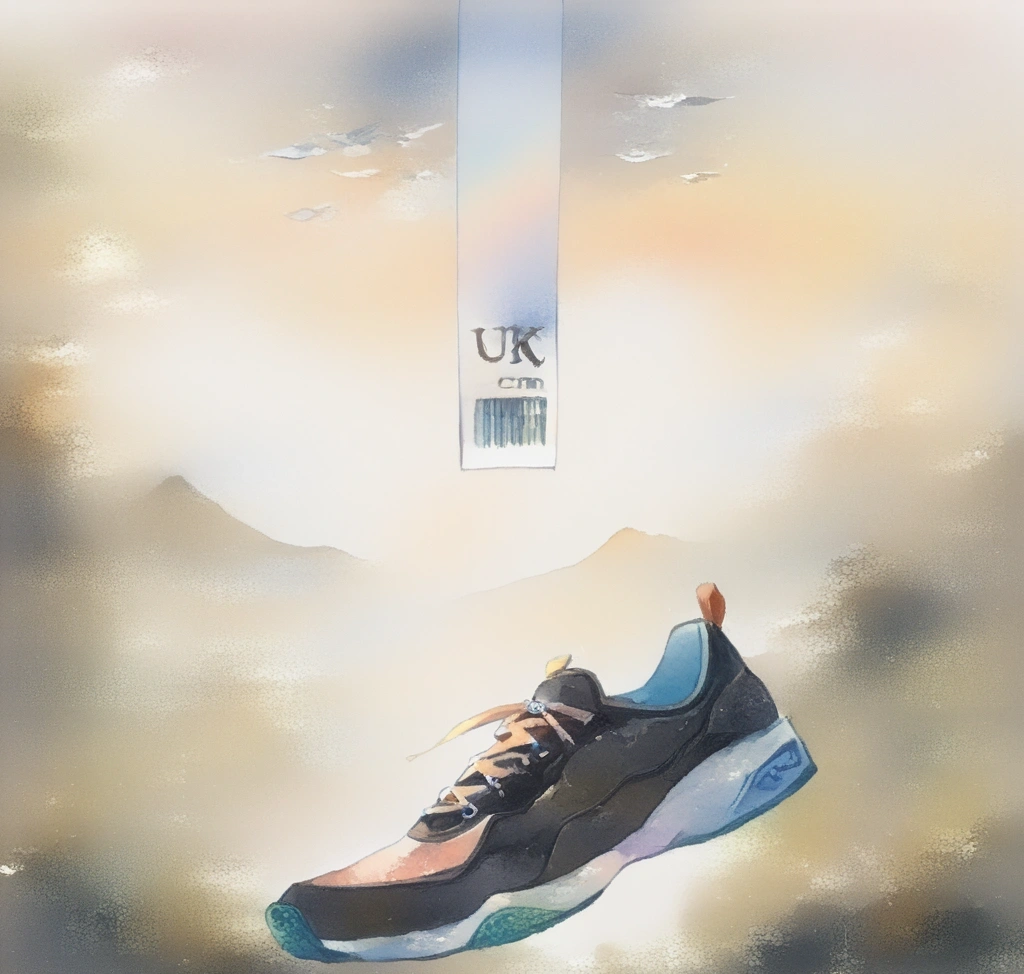 미국 공홈 직구 언더아머 호버 팬텀 3 사이즈 표기: US 10 한국 사이즈 변환 - Detailed view of Under Armour shoe size label showing US, UK, EUR and CM/mm scales for accurate identification