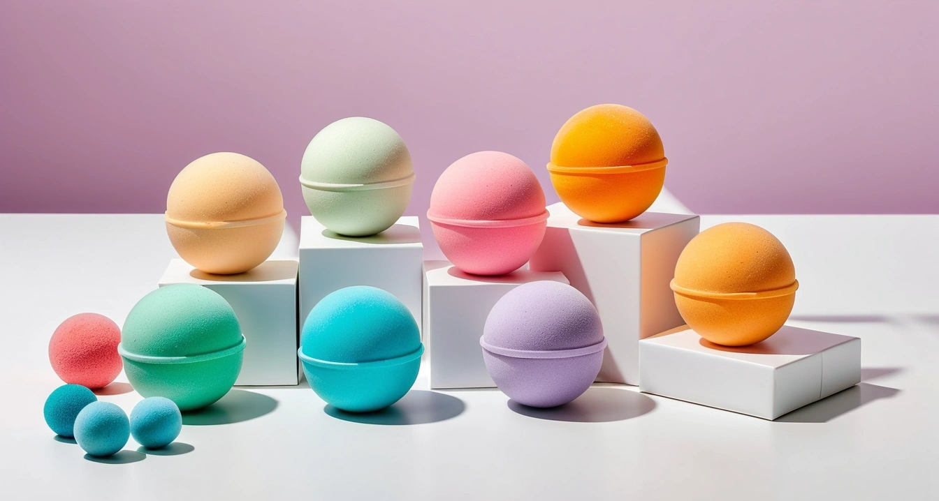 LUSH 참고 이미지 : 깔끔하게 포장된 다양한 러쉬 입욕제 상품들
