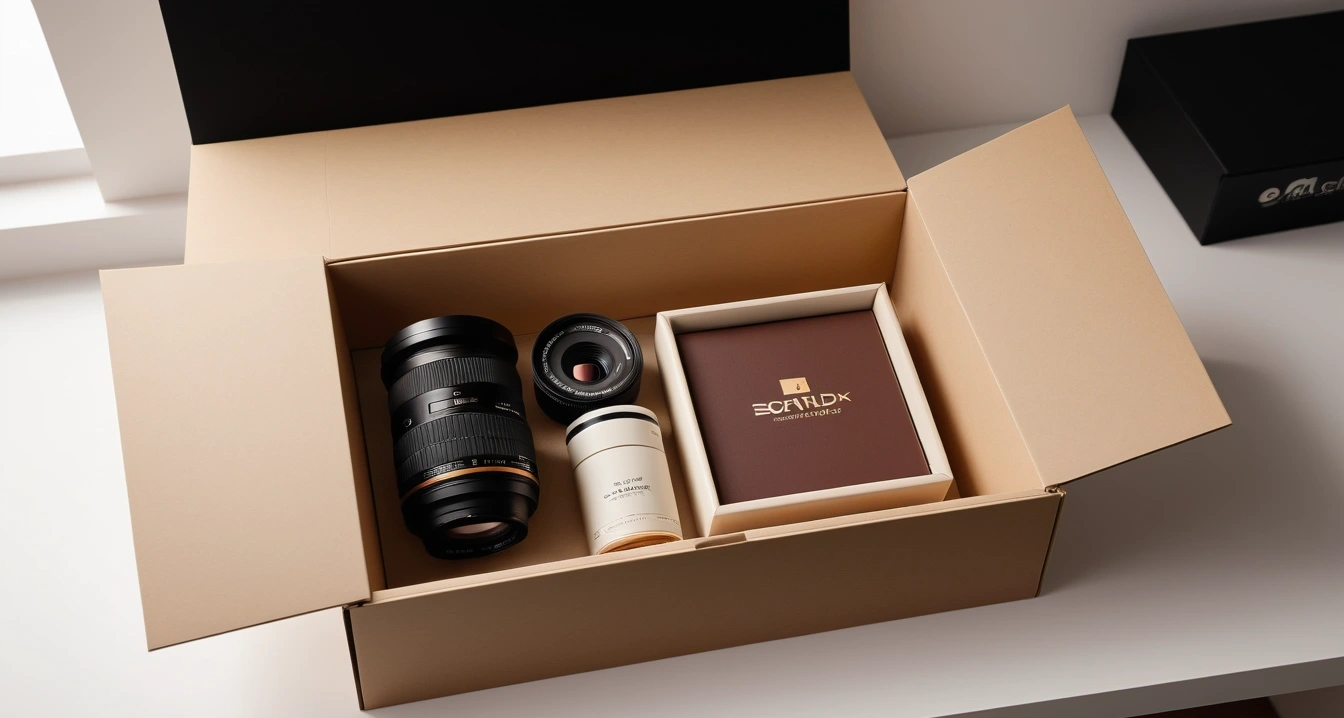육아템 - 해외 브랜드 육아 기기 직구 및 프로모션 활용법 (close-up of a premium Parenting items in a sleek unboxing box on a clean minimal desk, no people)