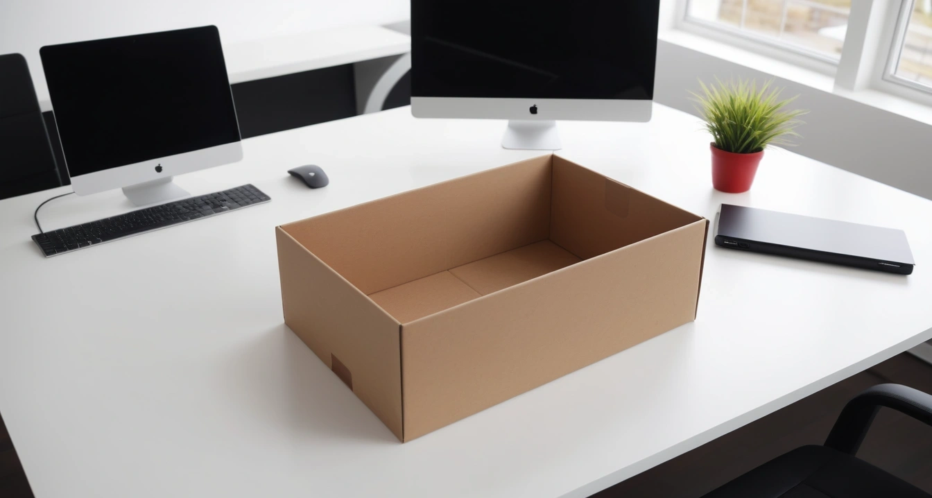 중고 거래 - 중고 거래 피해 발생 시 플랫폼 신고 및 법적 대응 절차 (close-up of a premium used trade in a sleek unboxing box on a clean minimal desk, no people)