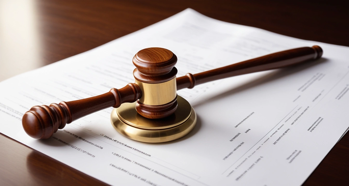 육아용품 - 현명한 지출 방어를 위한 신규 육아용품 구매 원칙 (concept of child care products, close-up of a classic brass legal gavel resting on official documents, professional lighting, no people)