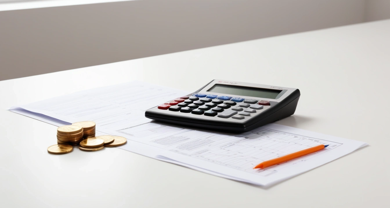 아이돌봄 서비스 - 가족 구성원 중심의 합리적인 가사 분담 가이드라인 (concept of child care service, a neat arrangement of official forms, a modern calculator, and neat coins, finance aesthetic, no people)