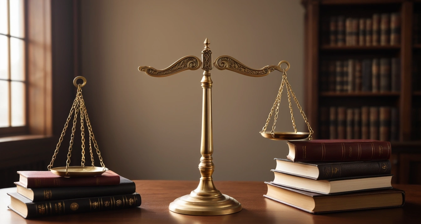 종합소득세 - 홈택스 시스템 접속을 위한 국세청 아이디와 스마트폰 본인인증 (concept of comprehensive income tax, a classic brass balance scale of justice next to leather-bound books, no people)