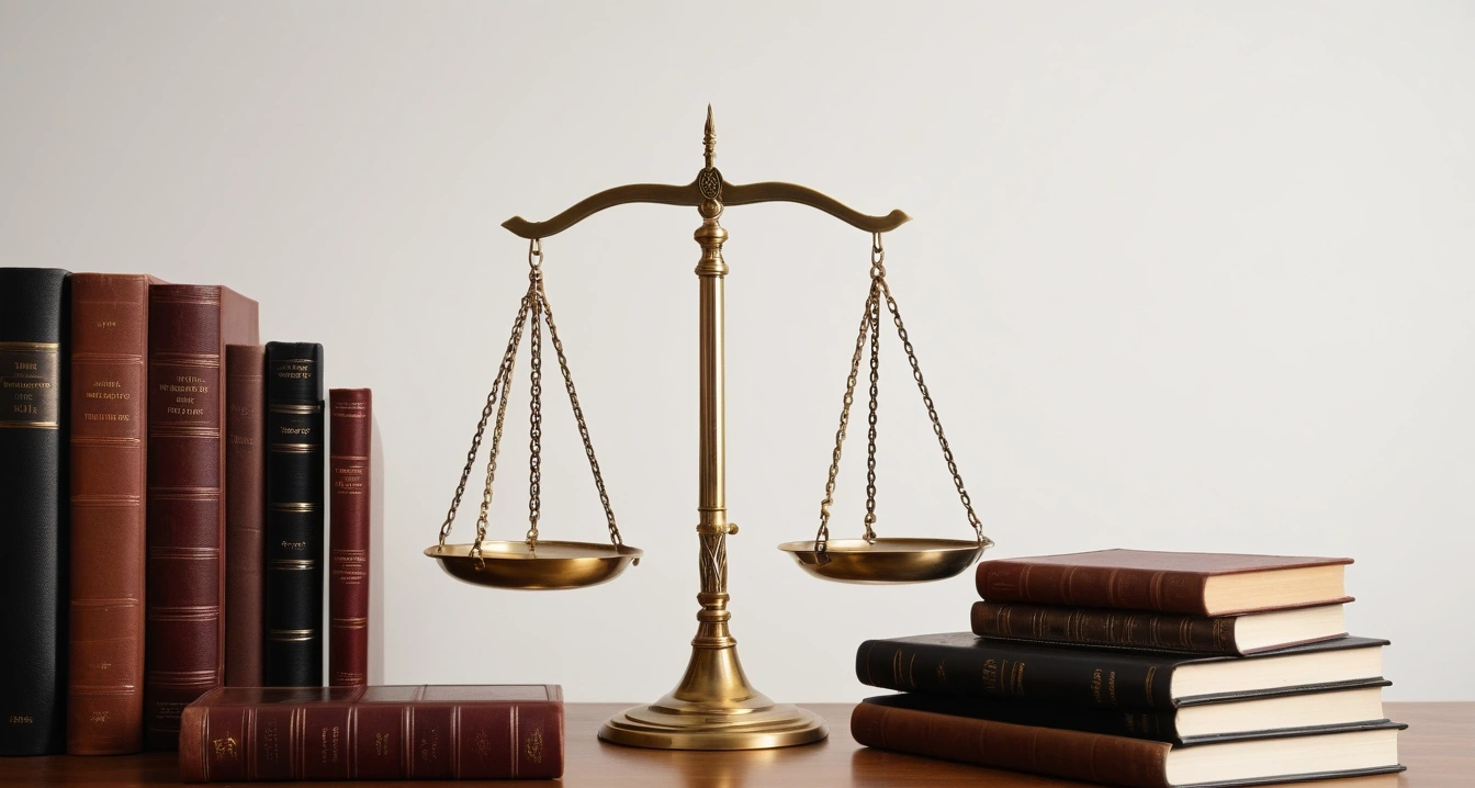종합소득세 - 종합소득세 신고 시 공제 항목과 경비 처리 (concept of comprehensive income tax, a classic brass balance scale of justice next to leather-bound books, no people)