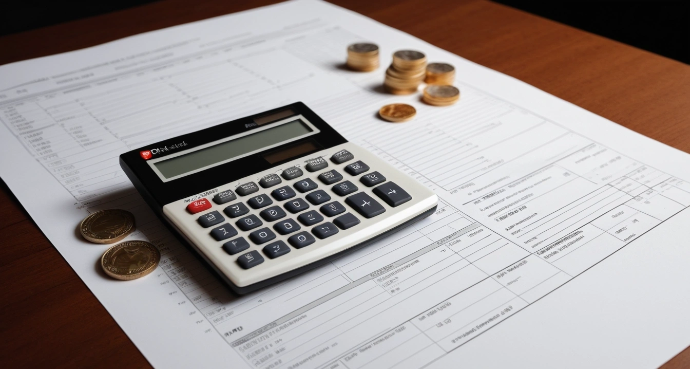 상속 포기 한정승인 - 상속 포기 및 한정승인 골든타임 3개월 (concept of Limited approval to give up inheritance, a neat arrangement of official forms, a modern calculator, and neat coins, finance aesthetic, no people)