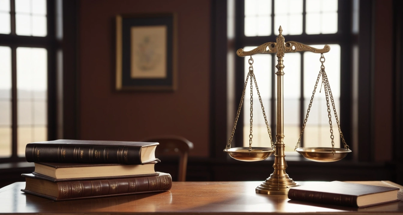 사교육비 - 저소득층 및 다자녀 가구를 위한 교육비 지원 제도 (concept of Private education expenses, a classic brass balance scale of justice next to leather-bound books, no people)
